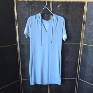 Michael Kors Powder Blue Short-Sleeve Hooded Tunic